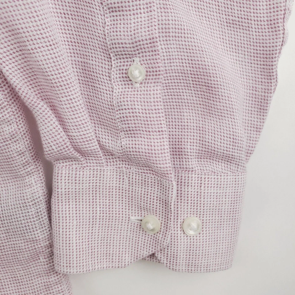 Camisa Hart Schaffner Marx Hombre XL Rosa Blanco Lino Manga Larga Abotonada Foto 4 de 4