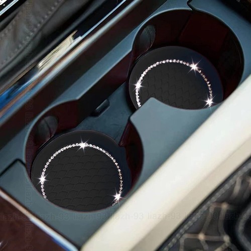 2x Black Car Cup Holder Mat Insert Coaster Anti-slip Pad Protector Accessories - Foto 7 di 13