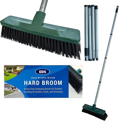 12 Zoll Steife Outdoor Hof Kehrbürste Gartenbesen Steife Borsten Starker Griff