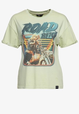 QUEEN KEROSIN Damen Acidwash T-Shirt | Regular | Print | Baumwolle Road Queen