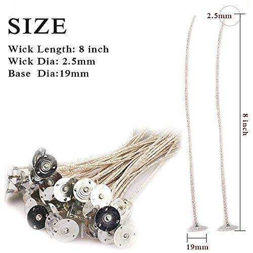 EricX Light Candle Wick Kit 90pcs 4+6+8 Cotton Pre-Waxed Candle Wick  with 90pcs Wick Stickers 2Pcs Wick Centering Device and 6Pcs Candle Tags  for DIY Candle Making