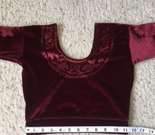 Maroon Velvet Choli New and 2 Used Gold  Silver Coin Black Hip Scarfs