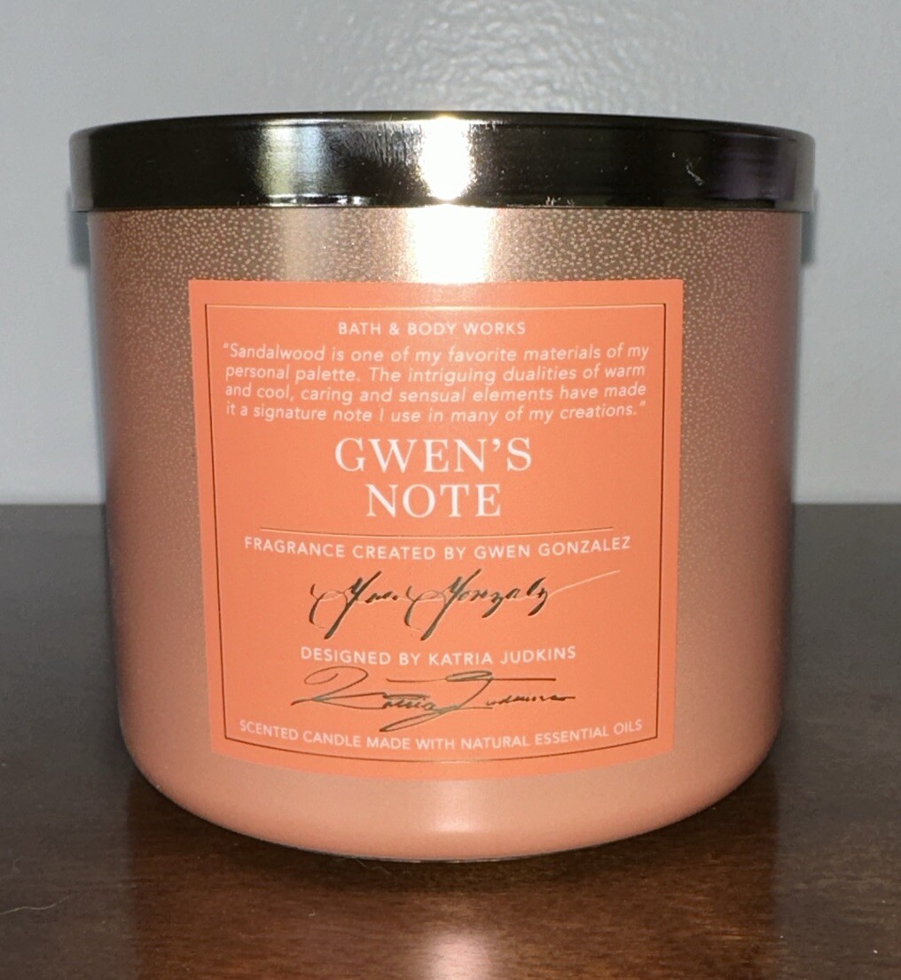 Bath & Body Works ~ GWEN'S NOTE 3-WICK CANDLE 14.5 oz Sandalwood