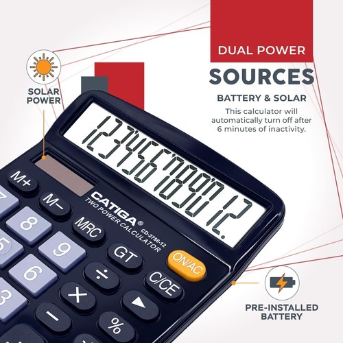 Efficient Large LCD Solar-Powered Calculator with Oversize Buttons for Easy Use - Picture 5 of 8
