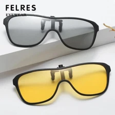 Polarized Clip On Sunglasses Flip Up Glasses Anti-glare Lens UV Protection New