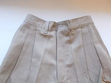 NEW Pleated Khaki Uniform Pants w/ Elastic, Unhemmed 27/28, Lot of 5 Pairs