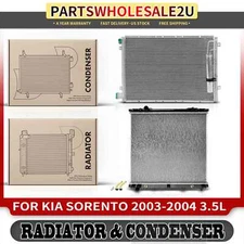 Front Aluminum Radiator & AC Condenser Cooling Kit for Kia Sorento 03-04 3.5L