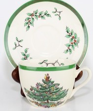 Spode Holiday Christmas Tree Bone China Tea Cup Saucer Set England S3324 B