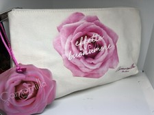 Busta beauty rosa e bianca camomilla Milano astuccio porta Oggetti borsa 25x14x4