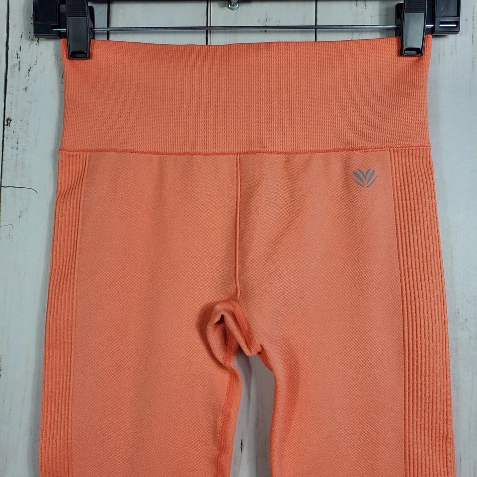 Forever 21 Leggings Mujer S Pequeños Naranja Recortados Tiro Medio Ajustados Acanalados Activos Foto 3 de 4