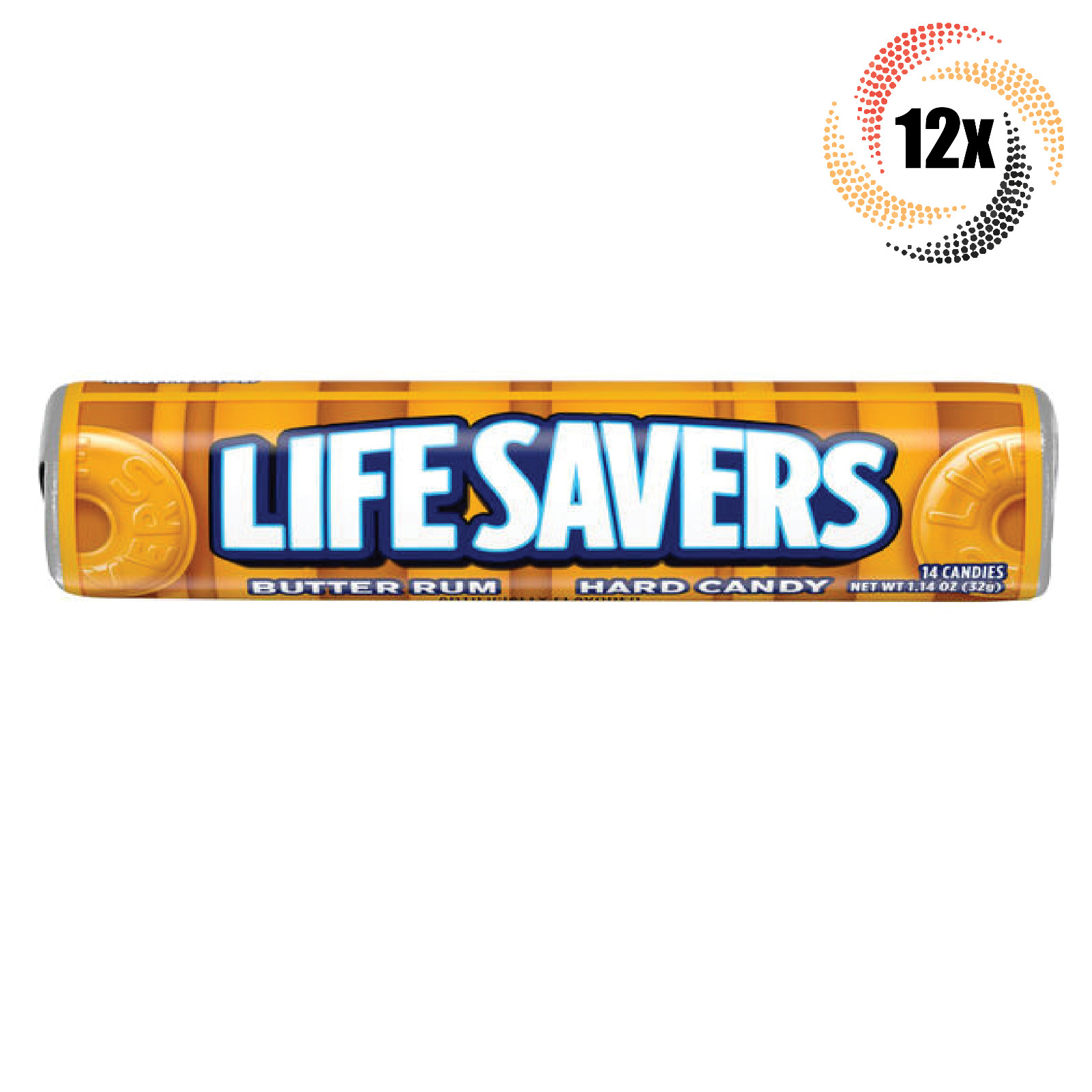 12 карамелек Rolls Lifesavers со вкусом сливочного рома | по 14 конфет в каждой | 1,14 унции