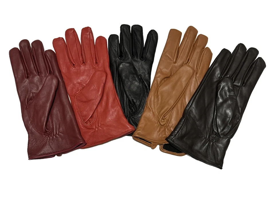 Guantes de cuero genuino para mujer Guantes de invierno de piel de oveja Guantes de vestir  Foto 2 de 3