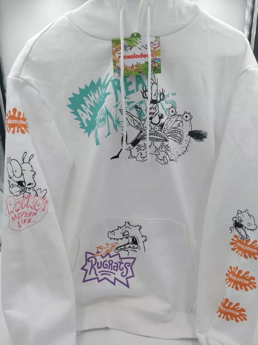 New Nickelodeon Hoodie Aaahhh Real Monsters Reptar Rugrats Hoodie White Medium