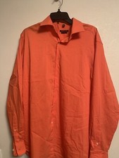 Van Heusen Lot of 2 Mens Dress Shirts, Slim Fit, 16 1/2, 1 Orange and 1 Blue