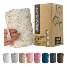 MeriWoolArt Makramee Garn 3mm - 200m Metallis...