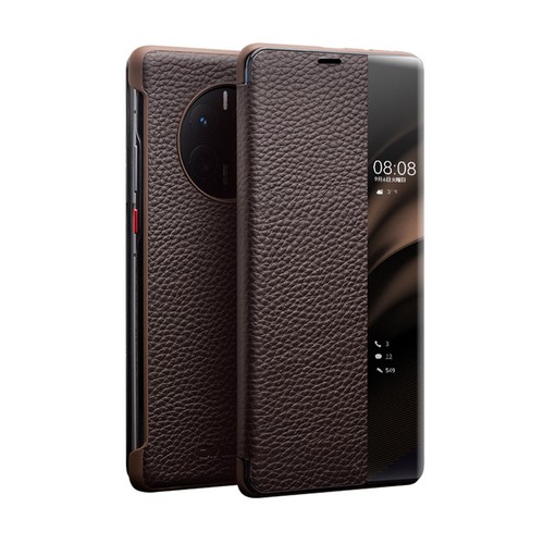 Luxus Nappa Leder Smart Window Echtleder Hülle Auto Sleep für HUAWEI Mate 50 Pro - Picture 14 of 15