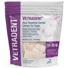 Dechra Vetradent Beef Rawhide Dental Chews for Medium Dogs 11-25 lbs , 30-chews