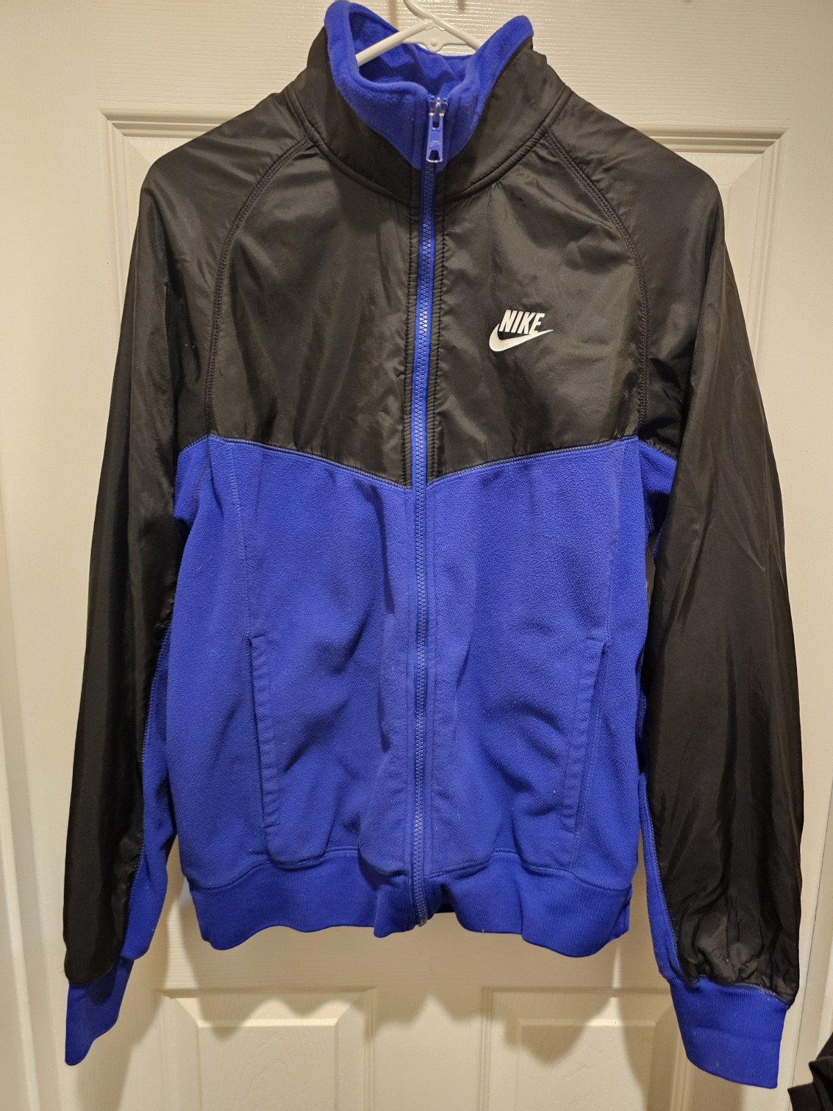 SACAI X NIKE Nike Giacca Uomo Zip Anteriore Pile Nylon Running Swoosh Blu Nero M Vintage