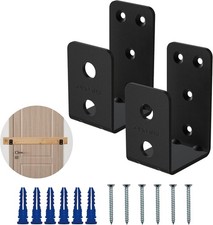 2 Pack Black Door Barricade Brackets &ndash; Heavy Duty 2x4 U Bracket Door Brace Re...