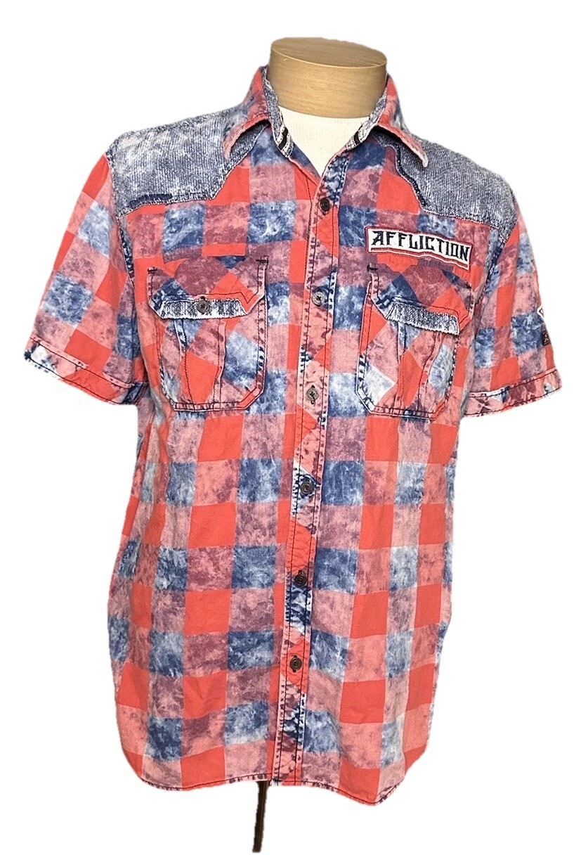 Affliction Distressed Two Sided Collared Shirt - image 1