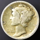 1923-P 10C Mercury Dime Beautiful GOLD TONING (#7929)