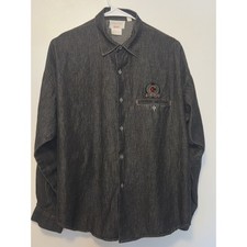 Vintage 90s Calvin Klein Sport Mens Sz M Long Sleeve Button Up Denim Shirt Y2K