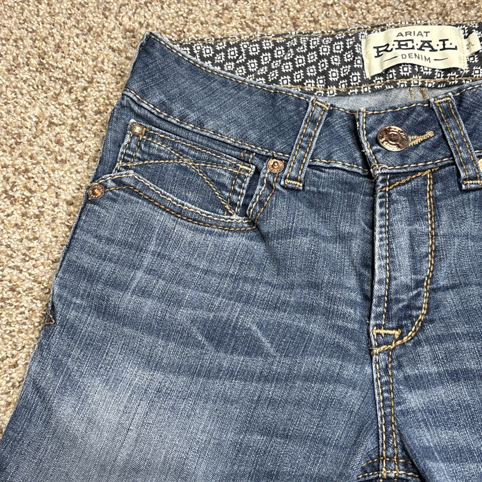 ARIAT REAL Boot Cut Jeans Women's 27 X 33.5 Perfect Rise Stretch Denim - View 3