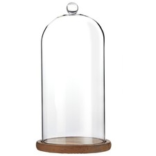 Glass Dome Cloche Display Case - 5.1 x 5.1 x 10 in, Clear Dome  Wood Base - ...