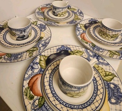 12 Pc American Atelier Le Verdure Set of 4 Dinner/ 4 Salad & 4 Mugs 
