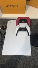 Sony PS5 Standard Disc Edition Console - White & Cosmic Red Controllers Bundle
