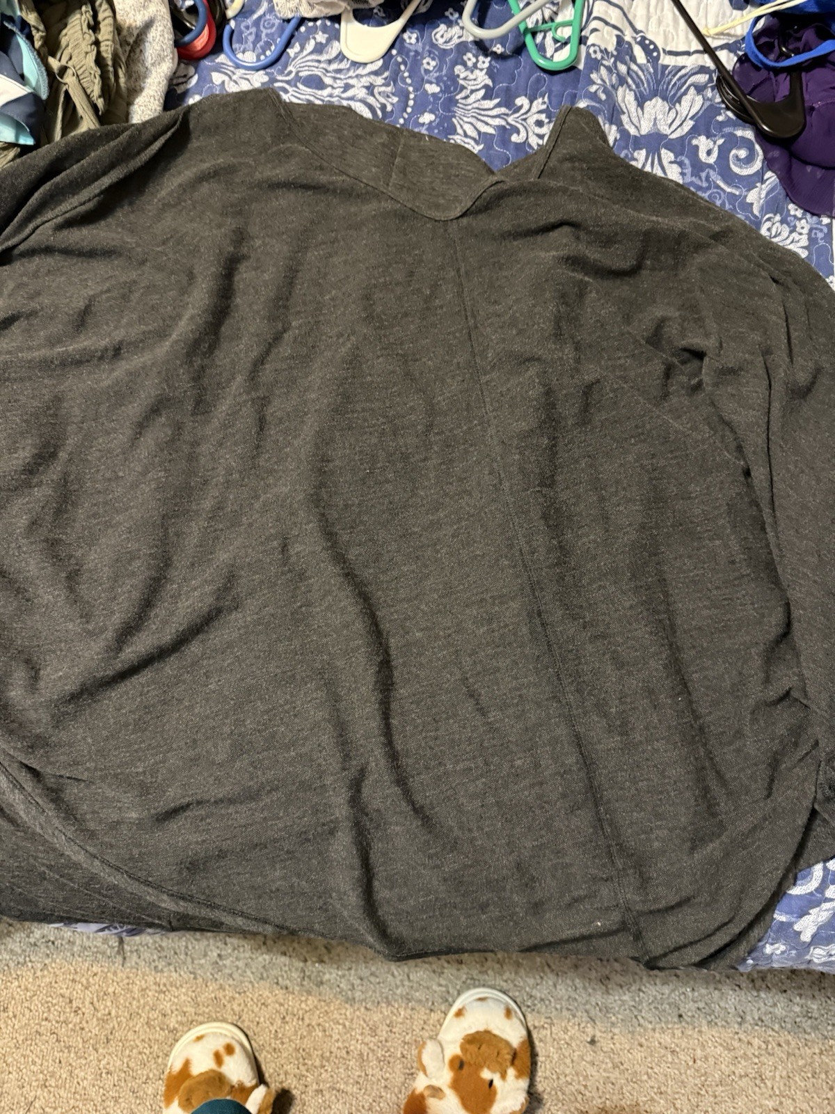 Olivia Sky Plus Size 3X Dark Gray V-Neck Long Sleeve Top Women