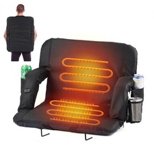 21'' Heated Stadium Seats for Bleachers with Back Support, Folding Stadium Se...
