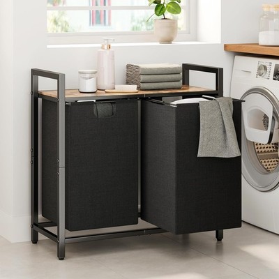 Wäschekorb 2 Fächer 95L Doppel Wäschekorb Ablage doppelt UVP 42£