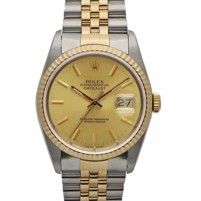 ROLEX Datejust 16233 Gold Case Size 36mm Men's Used Watch #396717