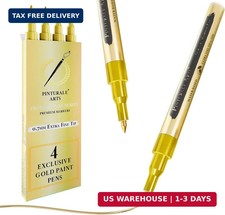 4 Gold Paint Pen Fine Tip  Set 4 Gold Paint Marker Metallic  Extra Fine Tip...