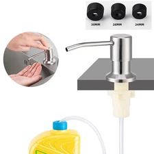 360° Sink Soap Dispenser Stainless Steel Kitchen Hands Liquid Pump Bottle Tube
