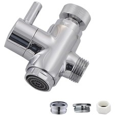 Brass Diverter Valve with Aerator, 3 Way Splitter with Male Thread Adapter, 3...