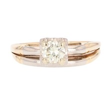 .35ct Round Cut Diamond Solitaire Wedding Set Rings 14k Multi-Tone Gold Size 5.5