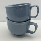 Homer Laughlin Fiesta Style 2 Periwinkle Jumbo Handle Chili Mugs Restaurant Ware