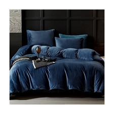 WARMDERN Navy Flannel Velvet Duvet Cover King Size Duvet Cover Bedding Sets, ...