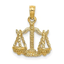 14k Yellow Gold 3-D Libra Zodiac Pendant