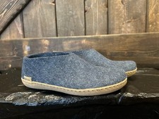Glerups Shoe Navy Slipper with Leather bottom EU Size 39