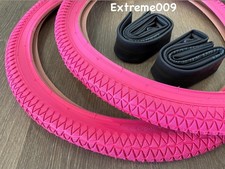PAIR of 2 PINK 20" BMX Girl's Bicycle Tires Tubes 20X1.95 also fits 20x2.125