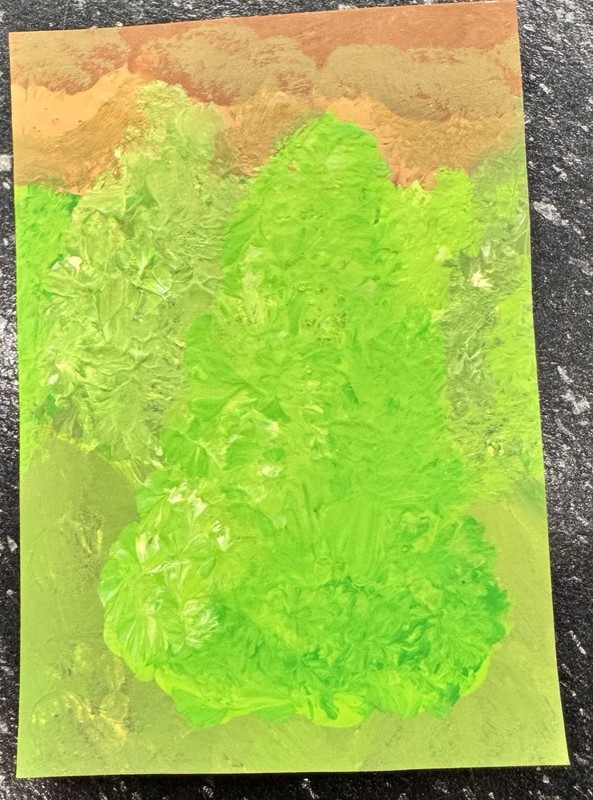 ACEO Art Card Pines And Peaks By Britney B Acrylic Landscape Trees Mountains