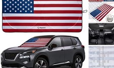 American Flag Windshield Sun Shade, High-Resolution Medium USA Original Flag