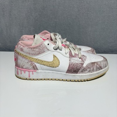 Girls Nike Jordan 1 Low Pink Strawberry Ice Cream Drip Y6/W8 *NO BOX*