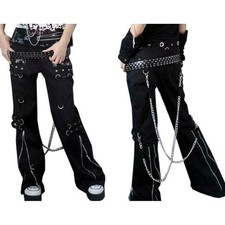 Women's Gothic Bondage Pant Rock Hard Trouser Heavy Weight Pant Emo Tripp Pants