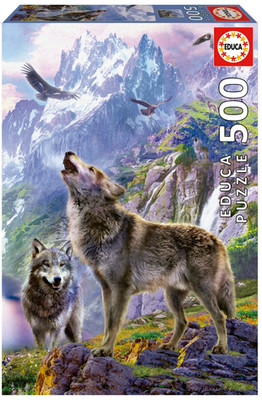 NEW Educa Jigsaw Puzzle 500 Pieces 10+ Ages Wolves on the Rocks