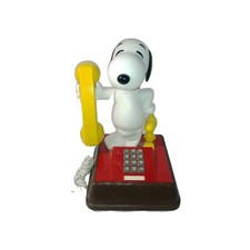 Vintage Peanuts Snoopy Woodstock, Phone Push Button Telephone Landline Dial 1976