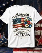 250th Anniversary Flag Floral USA Flag Patrio...